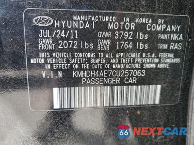 Zdjęcie 12 z 12 samochodu: 2012 HYUNDAI ELANTRA LIMITED VIN:KMHDH4AE7CU257063 - miniatura