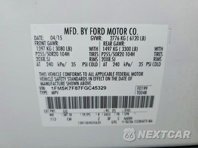 Zdjęcie 13 z 13 samochodu: 2015 FORD EXPLORER VIN:1FM5K7F87FGC45329 - miniatura