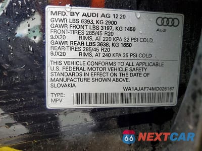 Zdjęcie 13 z 13 samochodu: 2021 AUDI Q7 PREMIUM VIN:WA1AJAF74MD026167 - miniatura
