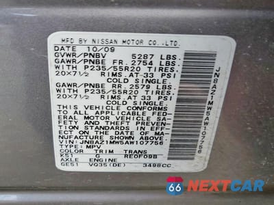 Zdjęcie 14 z 14 samochodu: 2010 NISSAN MURANO S VIN:JN8AZ1MW5AW107756 - miniatura