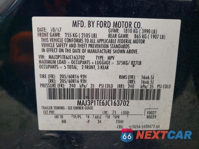 Zdjęcie 12 z 12 samochodu: 2018 FORD ECOSPORT SE VIN:MAJ3P1TE6JC163702 - miniatura