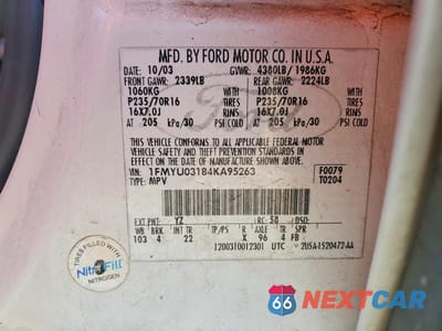 Zdjęcie 13 z 13 samochodu: 2004 FORD ESCAPE XLT VIN:1FMYU03184KA95263 - miniatura