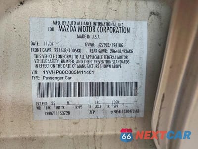 Zdjęcie 12 z 12 samochodu: 2008 MAZDA 6 I VIN:1YVHP80C085M11401 - miniatura