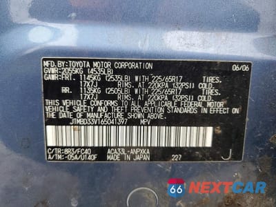 Zdjęcie 13 z 13 samochodu: 2006 TOYOTA RAV4 BASE VIN:JTMBD33V165041397 - miniatura