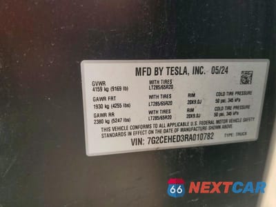 Zdjęcie 12 z 12 samochodu: 2024 TESLA CYBERTRUCK VIN:7G2CEHED3RA010782 - miniatura