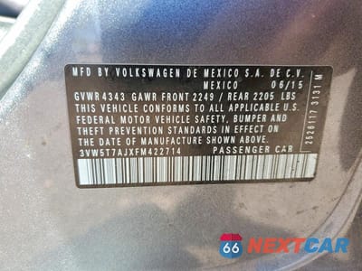 Zdjęcie 13 z 13 samochodu: 2015 VOLKSWAGEN JETTA GLI VIN:3VW5T7AJXFM422714 - miniatura