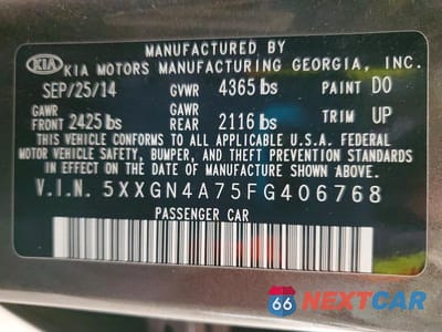 Zdjęcie 12 z 12 samochodu: 2015 KIA OPTIMA EX VIN:5XXGN4A75FG406768 - miniatura