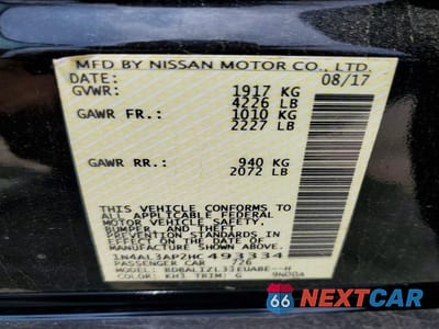 Zdjęcie 13 z 13 samochodu: 2017 NISSAN ALTIMA 2.5 SV VIN:1N4AL3AP2HC493334 - miniatura
