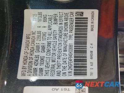 Zdjęcie 14 z 14 samochodu: 2025 HONDA CIVIC SPORT VIN:2HGFE4F84SH336881 - miniatura