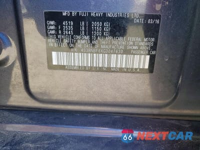 Zdjęcie 12 z 12 samochodu: 2016 SUBARU LEGACY 2.5I PREMIUM VIN:4S3BNBF6XG3047630 - miniatura