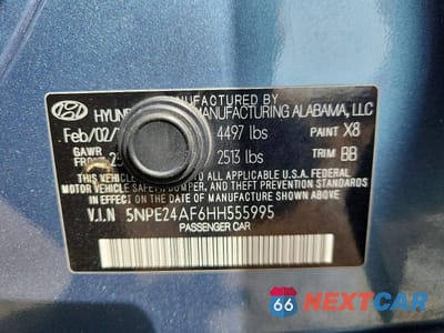 Zdjęcie 12 z 12 samochodu: 2017 HYUNDAI SONATA SE VIN:5NPE24AF6HH555995 - miniatura