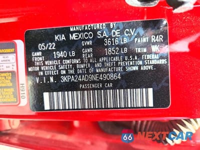 Zdjęcie 13 z 13 samochodu: 2022 KIA RIO S VIN:3KPA24AD9NE490864 - miniatura
