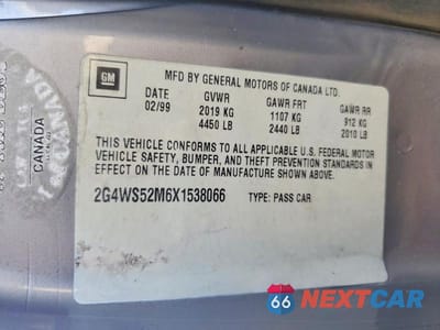 Zdjęcie 12 z 12 samochodu: 1999 BUICK CENTURY CUSTOM VIN:2G4WS52M6X1538066 - miniatura