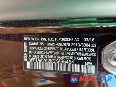 Zdjęcie 10 z 10 samochodu: 2016 PORSCHE CAYENNE VIN:WP1AA2A28GKA36464 - miniatura