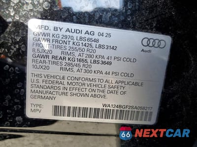 Zdjęcie 13 z 13 samochodu: 2025 AUDI Q6 E-TRON PREMIUM PLUS VIN:WA124BGF2SA058217 - miniatura