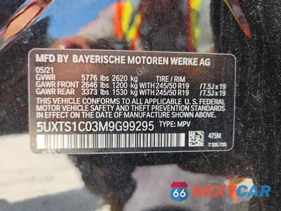 Zdjęcie 13 z 13 samochodu: 2021 BMW X3 XDRIVE30E VIN:5UXTS1C03M9G99295 - miniatura