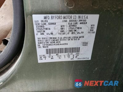 Zdjęcie 12 z 12 samochodu: 2004 FORD F250 SUPER DUTY VIN:1FTNW21P34EA44594 - miniatura