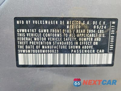 Zdjęcie 12 z 12 samochodu: 2024 VOLKSWAGEN JETTA S VIN:3VW5M7BU8RM090623 - miniatura