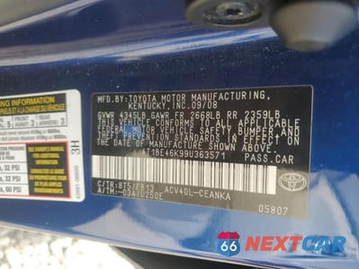 Zdjęcie 12 z 12 samochodu: 2009 TOYOTA CAMRY BASE VIN:4T1BE46K99U363571 - miniatura