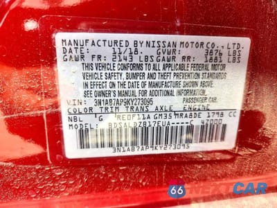 Zdjęcie 13 z 13 samochodu: 2019 NISSAN SENTRA SV VIN:3N1AB7AP9KY273095 - miniatura