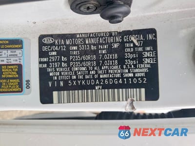 Zdjęcie 13 z 13 samochodu: 2013 KIA SORENTO EX VIN:5XYKUDA26DG411052 - miniatura