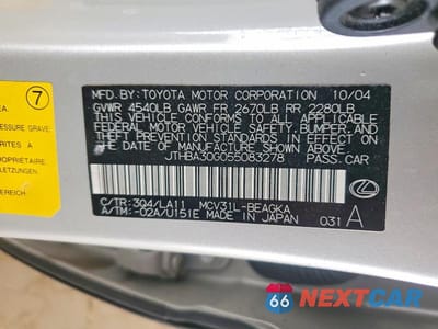 Zdjęcie 12 z 12 samochodu: 2005 LEXUS ES 330 VIN:JTHBA30G055083278 - miniatura