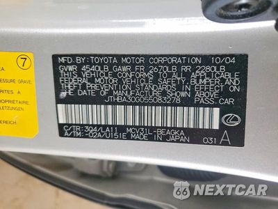 Zdjęcie 12 z 12 samochodu: 2005 LEXUS ES 330 VIN:JTHBA30G055083278 - miniatura