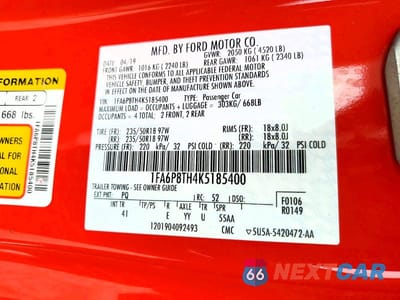 Zdjęcie 12 z 12 samochodu: 2019 FORD MUSTANG VIN:1FA6P8TH4K5185400 - miniatura