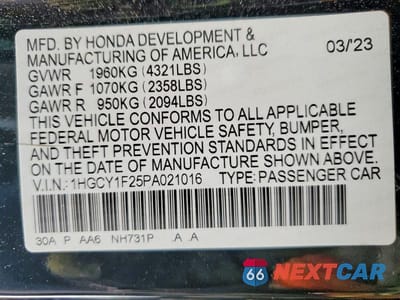Zdjęcie 13 z 13 samochodu: 2023 HONDA ACCORD LX VIN:1HGCY1F25PA021016 - miniatura
