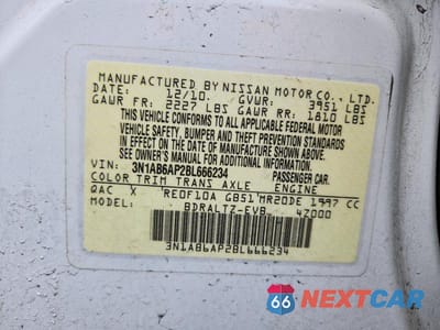 Zdjęcie 12 z 12 samochodu: 2011 NISSAN SENTRA 2.0 VIN:3N1AB6AP2BL666234 - miniatura