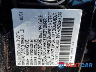 Zdjęcie 12 z 12 samochodu: 2024 HONDA ACCORD LX VIN:1HGCY1F2XRA075883 - miniatura