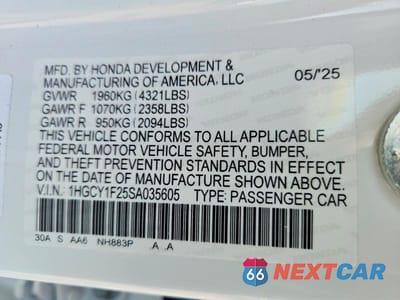 Zdjęcie 12 z 12 samochodu: 2025 HONDA ACCORD LX VIN:1HGCY1F25SA035605 - miniatura