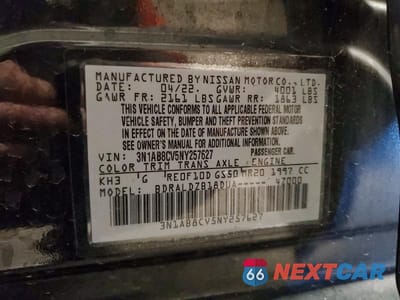 Zdjęcie 12 z 12 samochodu: 2022 NISSAN SENTRA SV VIN:3N1AB8CV5NY257627 - miniatura