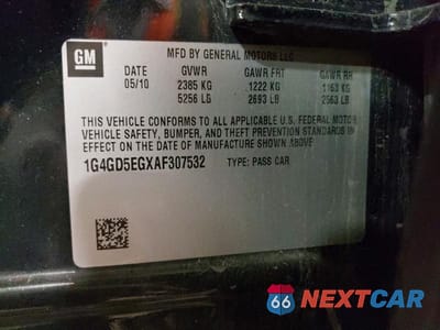 Zdjęcie 12 z 12 samochodu: 2010 BUICK LACROSSE CXL VIN:1G4GD5EGXAF307532 - miniatura