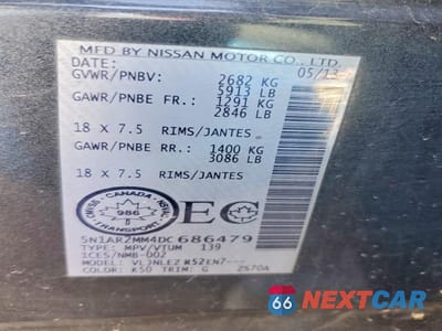 Zdjęcie 13 z 13 samochodu: 2013 NISSAN PATHFINDER S VIN:5N1AR2MM4DC686479 - miniatura