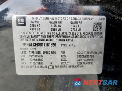 Zdjęcie 13 z 13 samochodu: 2016 CHEVROLET EQUINOX LT VIN:2GNALCEK0G1181856 - miniatura