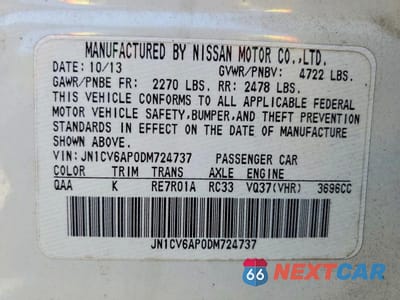 Zdjęcie 12 z 12 samochodu: 2013 INFINITI G37 SEDAN JOURNEY VIN:JN1CV6AP0DM724737 - miniatura