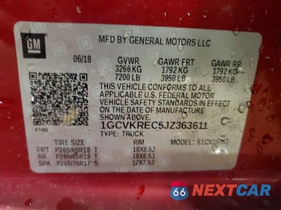 Zdjęcie 12 z 12 samochodu: 2018 CHEVROLET SILVERADO K1500 LT VIN:1GCVKREC5JZ363611 - miniatura