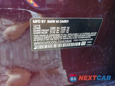 Zdjęcie 12 z 12 samochodu: 2020 BMW M8 VIN:WBSGV0C03LCD92806 - miniatura