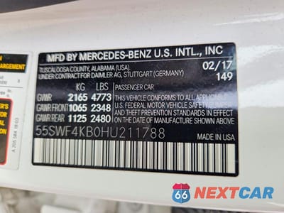 Zdjęcie 12 z 12 samochodu: 2017 MERCEDES-BENZ C 300 4MATIC VIN:55SWF4KB0HU211788 - miniatura