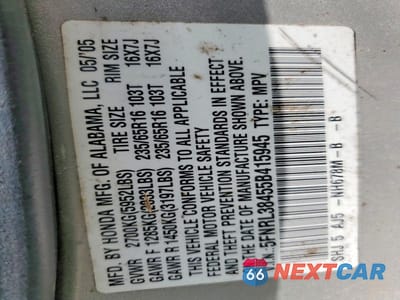 Zdjęcie 13 z 13 samochodu: 2005 HONDA ODYSSEY EX VIN:5FNRL38455B415945 - miniatura