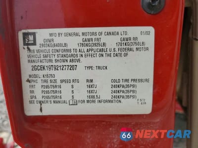 Zdjęcie 12 z 12 samochodu: 2002 CHEVROLET SILVERADO K1500 VIN:2GCEK19T921277207 - miniatura