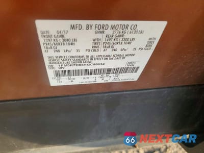 Zdjęcie 12 z 12 samochodu: 2017 FORD EXPLORER XLT VIN:1FM5K7D85HGC98634 - miniatura