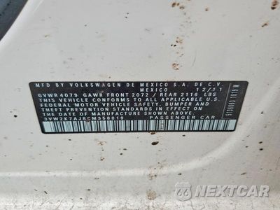 Zdjęcie 12 z 12 samochodu: 2012 VOLKSWAGEN JETTA BASE VIN:3VW2K7AJ8CM358819 - miniatura