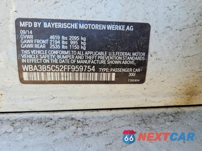 Zdjęcie 13 z 13 samochodu: 2015 BMW 328 XI SULEV VIN:WBA3B5C52FF959754 - miniatura