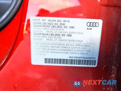 Zdjęcie 13 z 13 samochodu: 2014 AUDI Q5 PREMIUM PLUS VIN:WA1DGAFP2EA038252 - miniatura