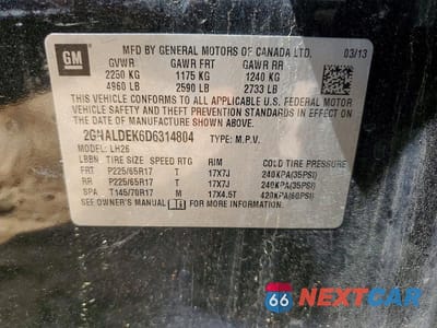 Zdjęcie 13 z 13 samochodu: 2013 CHEVROLET EQUINOX LT VIN:2GNALDEK6D6314804 - miniatura