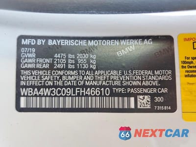 Zdjęcie 13 z 13 samochodu: 2020 BMW 430I VIN:WBA4W3C09LFH46610 - miniatura