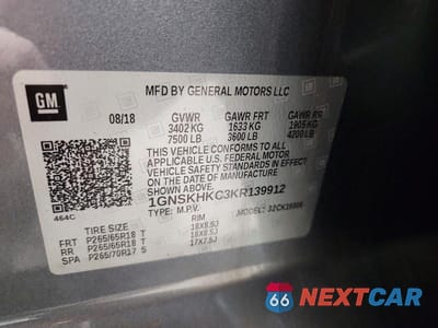 Zdjęcie 14 z 14 samochodu: 2019 CHEVROLET SUBURBAN LT 4WD 5.3L V8 VIN:1GNSKHKC3KR139912 - miniatura