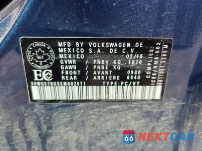 Zdjęcie 12 z 12 samochodu: 2019 VOLKSWAGEN JETTA SEL PREMIUM VIN:3VWG57BUXKM002571 - miniatura